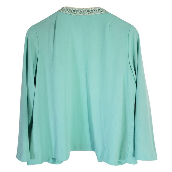 Vintage Mint Green Open Front Jacket Lightweight Womens Size L Elegant Retro - Picture 3 of 5